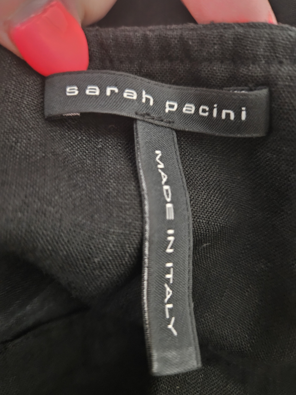 Sarah Pacini Black 100% Linen Midi Skirt Asymmetric Italian Luxury Size 3 (L) - Picture 8 of 12